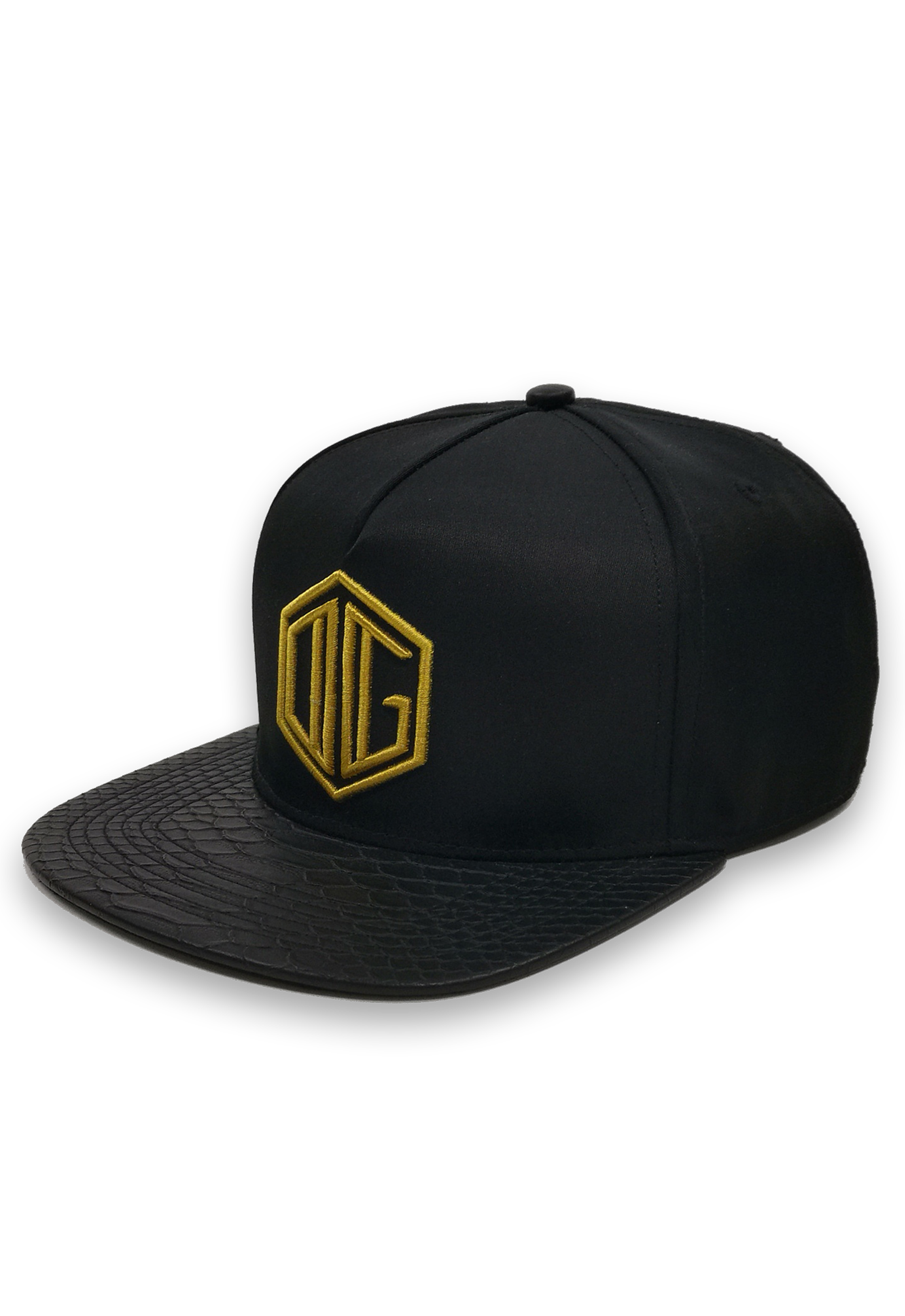 black and gold embroidery snapback hat