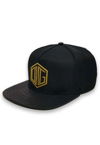 black and gold embroidery snapback hat